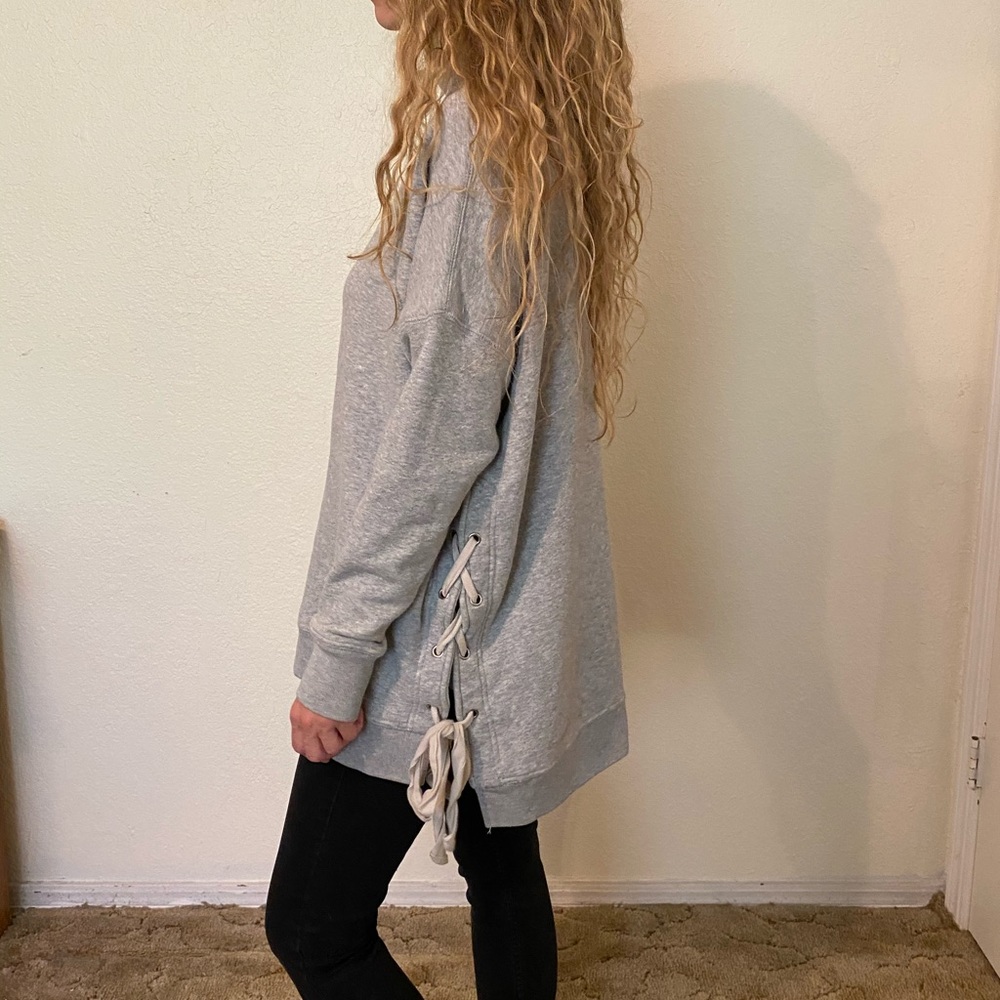 Free People oversized gray sweatshirt with ties